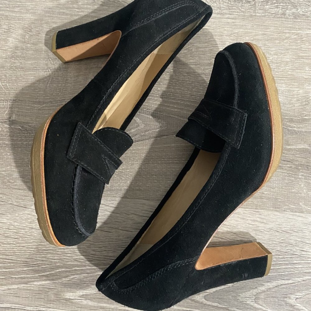 Talbots Corrine black suede penny loafer pumps - Picture 7 of 7